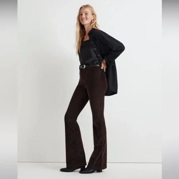 Madewell The Perfect Vintage Flare Pant in Corduroy in Dark Coffee, Sz 25, Fall - Picture 1 of 12